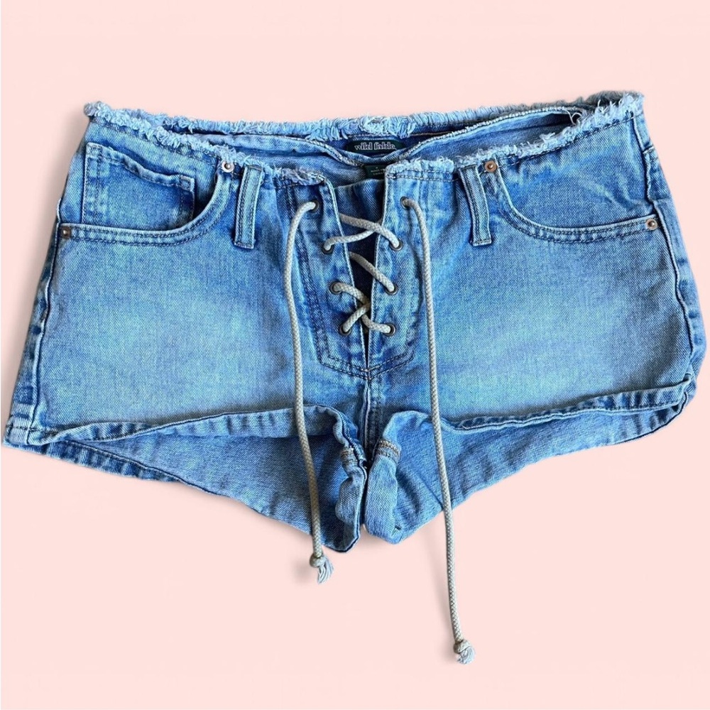 denim shorts with tie